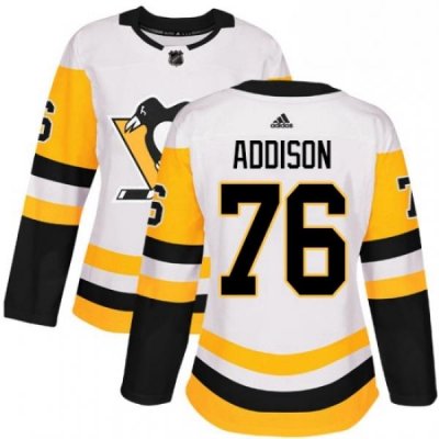 Womens Adidas Pittsburgh Penguins 76 Calen Addison Authentic White Away NHL Jersey