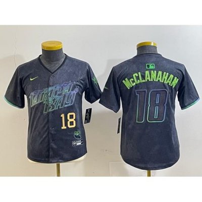 Youth Tampa Bay Rays 18 Shane McClanahan Charcoal 2024 City Connect Limited jerseys 3