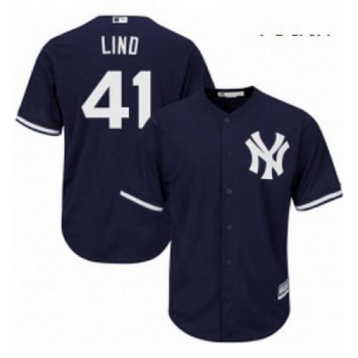 Youth Majestic New York Yankees 41 Adam Lind Replica Navy Blue Alternate MLB Jersey