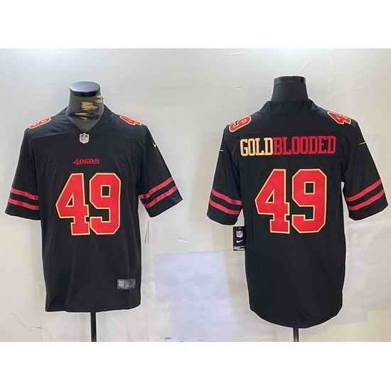 Men San Francisco 49ers 49 GoldBlooded Black Stitched Jersey 5