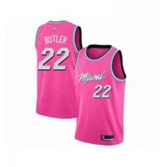 Womens Miami Heat 22 Jimmy Butler Pink Swingman Jersey Earned Edition