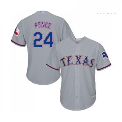 Mens Texas Rangers 24 Hunter Pence Replica Grey Road Cool Base Baseball Jersey