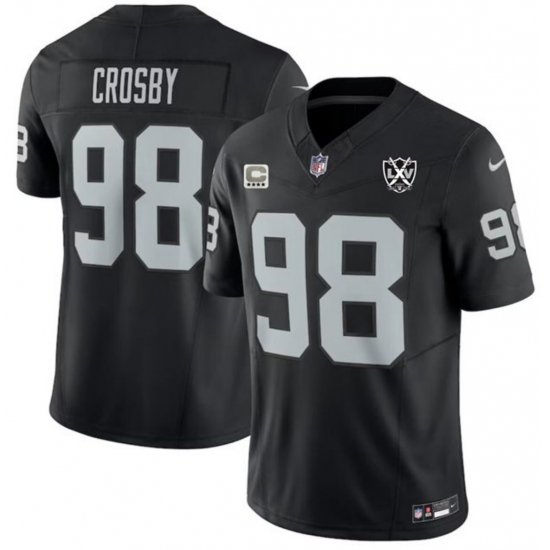 Men Las Vegas Raiders 98 Maxx Crosby Black F U S E LXV C patch Stitched Football Jersey