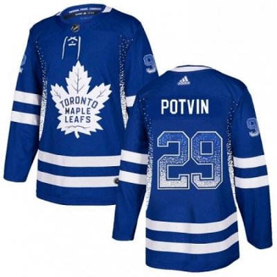 Mens Adidas Toronto Maple Leafs 29 Felix Potvin Authentic Blue Drift Fashion NHL Jersey