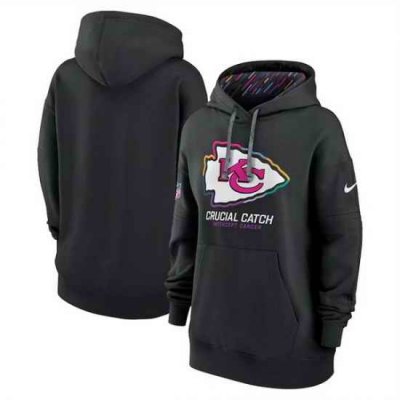 Women Kansas City Chiefs Black 2024 Crucial Catch Club Pullover Hoodie