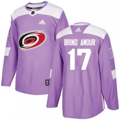 Mens Adidas Carolina Hurricanes 17 Rod BrindAmour Authentic Purple Fights Cancer Practice NHL Jersey