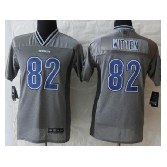 Youth Nike Dallas Cowboys 82 Jason Witten Grey Vapor Elite NFL Jerseys