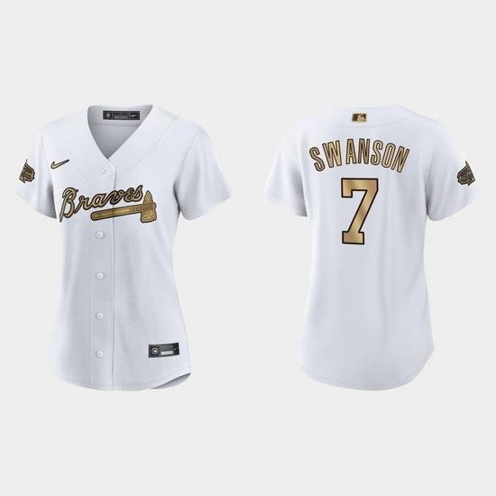 Women Atlanta Braves Dansby SWanson 2022 Mlb All Star Game Replica White Jersey