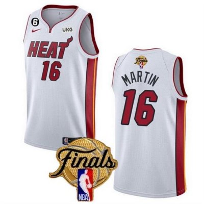 Men Miami Heat 16 Caleb Martin White 2023 Finals Association Edition With NO 6 Patch Stitched Basketball Jersey