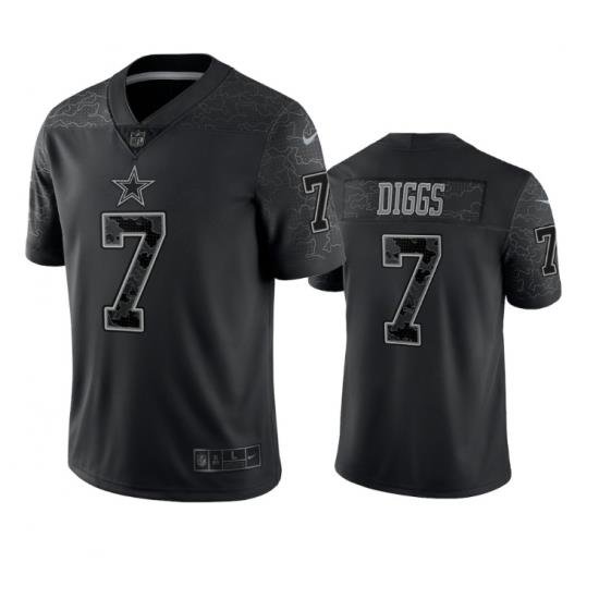 Men Dallas Cowboys 7 Trevon Diggs Black Reflective Limited Stitched Football Jersey