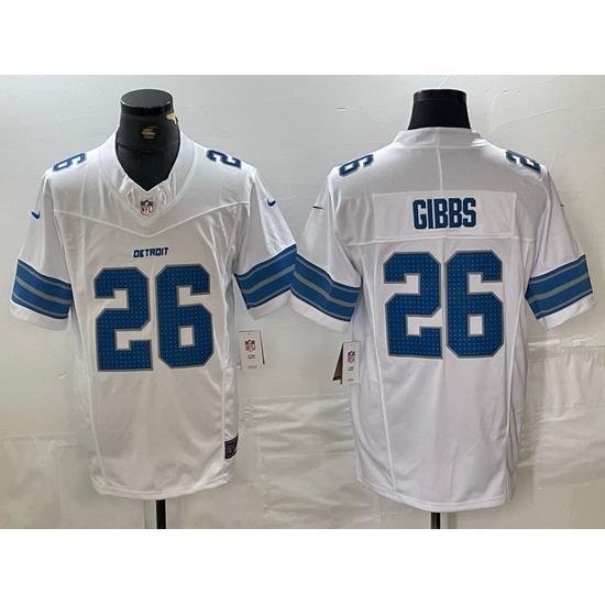 Men Detroit Lions 26 Jahmyr Gibbs White 2024 F U S E  Vapor Limited Stitched Jersey