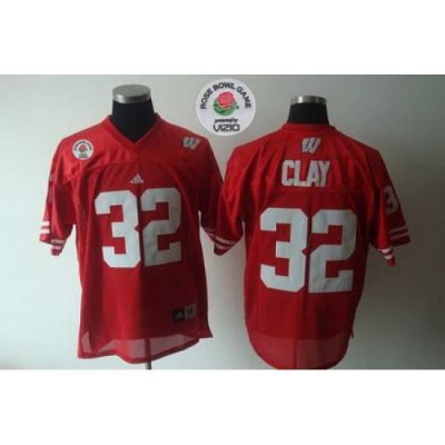 Badgers #32 John Clay Red Rose Bowl Game Stitched NCAA Jersey