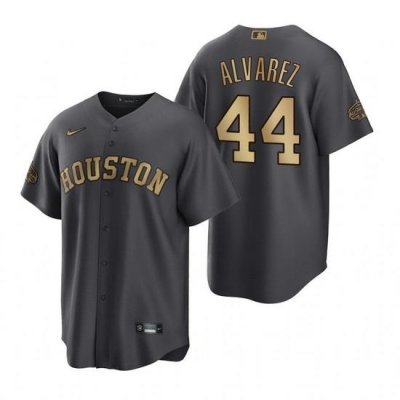 Men Houston Astros 44 Yordan Alvarez 2022 All Star Charcoal Cool Base Stitched Baseball Jersey