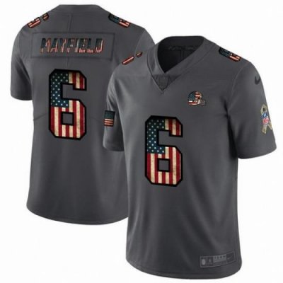 Nike Browns 6 Baker Mayfield 2019 Salute To Service USA Flag Fashion Limited Jersey