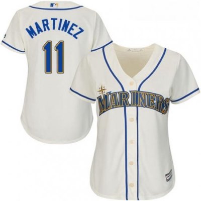 Womens Majestic Seattle Mariners 11 Edgar Martinez Replica Cream Alternate Cool Base MLB Jersey