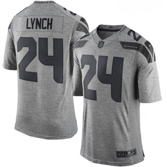 Mens Nike Seattle Seahawks 24 Marshawn Lynch Limited Gray Gridiron NFL Jersey