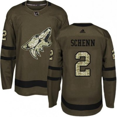 Mens Adidas Arizona Coyotes 2 Luke Schenn Premier Green Salute to Service NHL Jersey