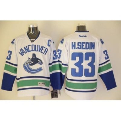 Vancouver Canucks #33 Henrik Sedin White Stitched NHL Jersey