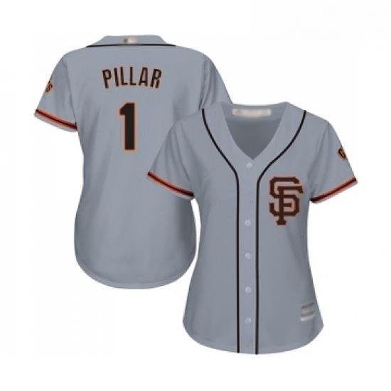 Womens San Francisco Giants 1 Kevin Pillar Replica Grey Road 2 Cool Base Baseball Jersey