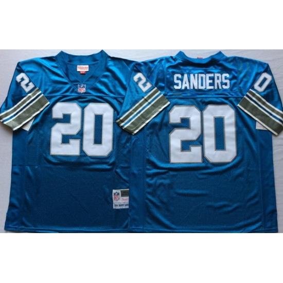 Men Detroit Lions 20 Barry Sanders Blue M&N Throwback Jersey