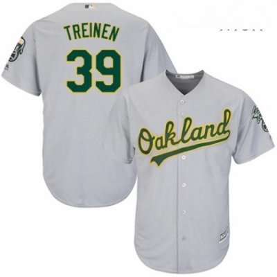 Mens Majestic Oakland Athletics 39 Blake Treinen Replica Grey Road Cool Base MLB Jersey