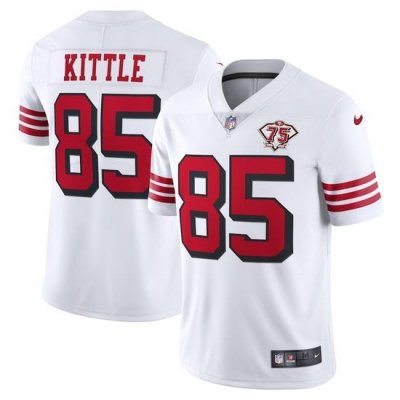 Nike San Francisco 49ers 85 George Kittle White Rush Men 75th Anniversary Stitched NFL Vapor Untouchable Limited Jersey