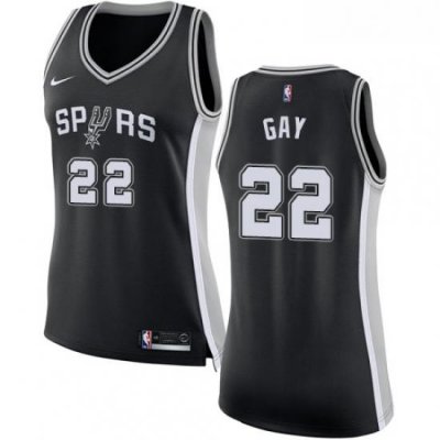 Womens Nike San Antonio Spurs 22 Rudy Gay Authentic Black Road NBA Jersey Icon Edition