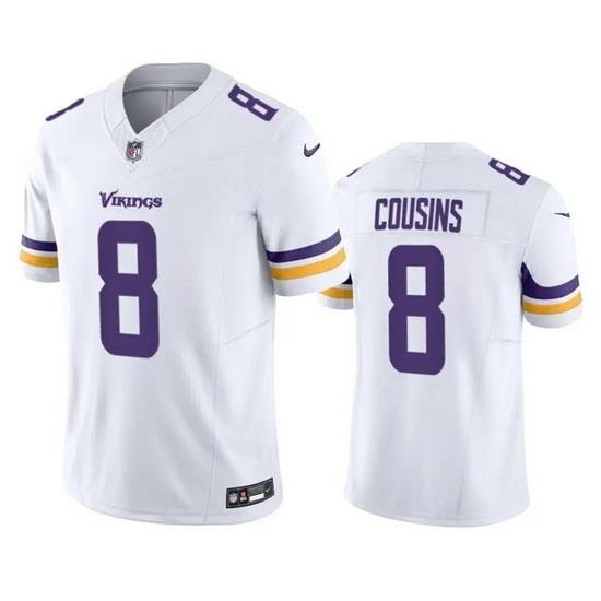 Men Minnesota Vikings 8 Kirk Cousins White 2023 F U S E  Vapor Untouchable Stitched Jersey