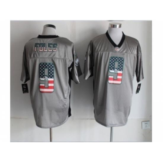 Nike Philadelphia Eagles 9 Nick Foles grey Elite USA Flag Fashion NFL Jersey