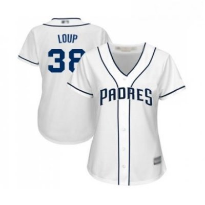 Womens San Diego Padres 38 Aaron Loup Replica White Home Cool Base Baseball Jersey