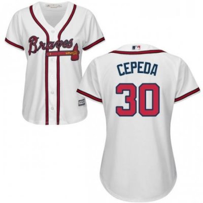 Womens Majestic Atlanta Braves 30 Orlando Cepeda Replica White Home Cool Base MLB Jersey