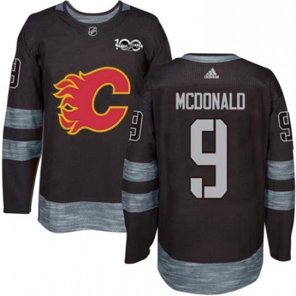 Mens Adidas Calgary Flames 9 Lanny McDonald Authentic Black 1917 2017 100th Anniversary NHL Jersey