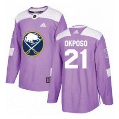 Youth Adidas Buffalo Sabres 21 Kyle Okposo Authentic Purple Fights Cancer Practice NHL Jersey