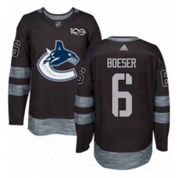 Mens Adidas Vancouver Canucks 6 Brock Boeser Authentic Black 1917 2017 100th Anniversary NHL Jersey