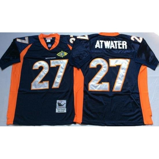 Men Denver Broncos 27 Steve Atwater Navy M&N Throwback Jersey