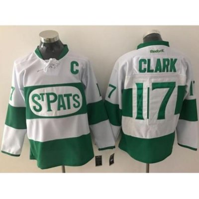 Maple Leafs #17 Wendel Clark White Green St. Patrick's Day Stitched NHL Jersey