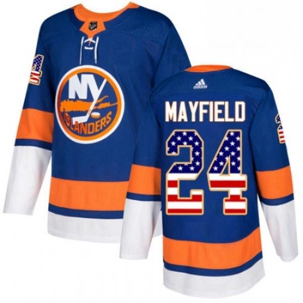 Mens Adidas New York Islanders 24 Scott Mayfield Authentic Royal Blue USA Flag Fashion NHL Jersey