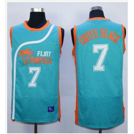 Flint Tropics #7 Coffee Black Blue Semi-Pro Movie Stitched Basketball Jersey