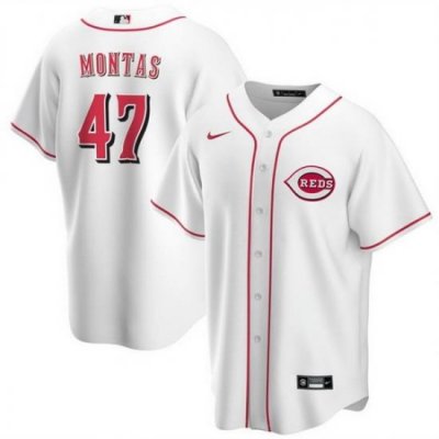 Men Cincinnati Reds 47 Frankie Montas White Cool Base Stitched Baseball Jersey