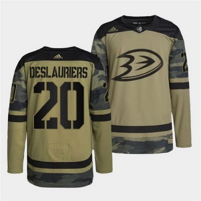 Men Anaheim Ducks 20 Nicolas Deslauriers 2022 Camo Military Appreciation Night Stitched jersey