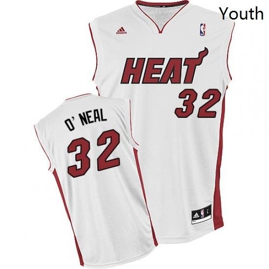 Youth Adidas Miami Heat 32 Shaquille ONeal Swingman White Home NBA Jersey