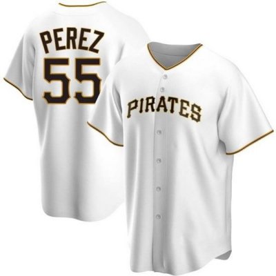 Men's Nike Pittsburgh Pirates #55 Roberto Perez White Stitched Baseball Jersey