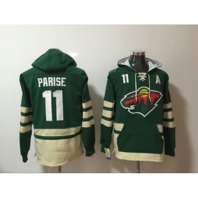 Men Minnesota Wild 11 Zach Parise Green Stitched NHL Hoodie