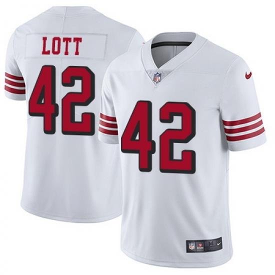 Nike 49ers #42 Ronnie Lott White Rush Mens Stitched NFL Vapor Untouchable Limited Jersey