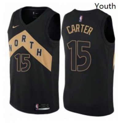 Youth Nike Toronto Raptors 15 Vince Carter Swingman Black NBA Jersey City Edition