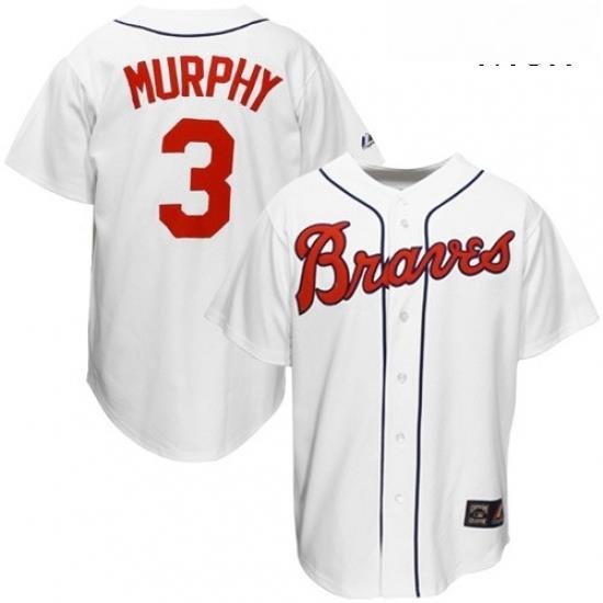 Mens Mitchell and Ness Atlanta Braves 3 Dale Murphy Authentic White Throwback MLB Jersey