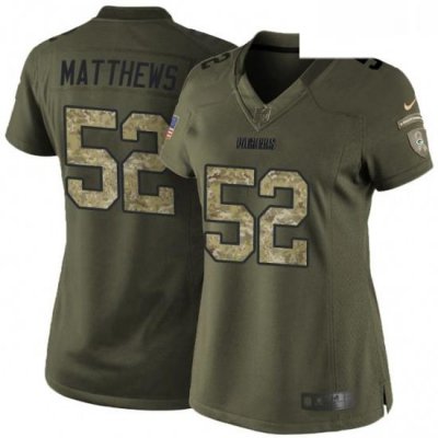 Womens Nike Green Bay Packers 52 Clay MattheWs Elite Green Salute to Service NFL Jersey