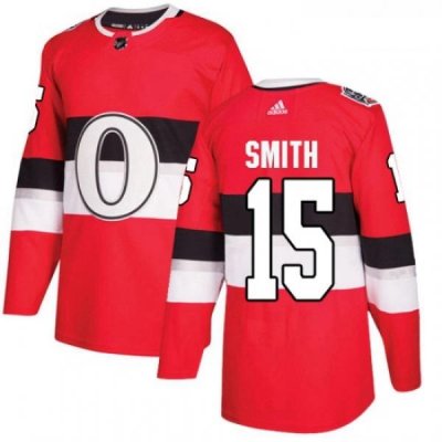 Youth Adidas Ottawa Senators 15 Zack Smith Authentic Red 2017 100 Classic NHL Jersey