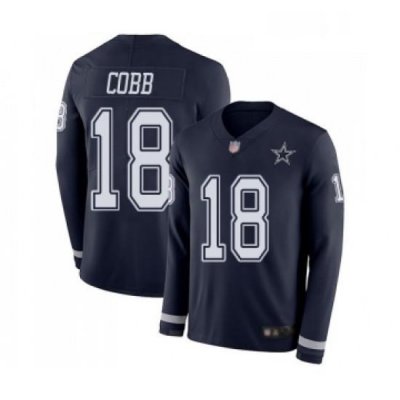 Youth Dallas Cowboys 18 Randall Cobb Limited Navy Blue Therma Long Sleeve Football Jersey