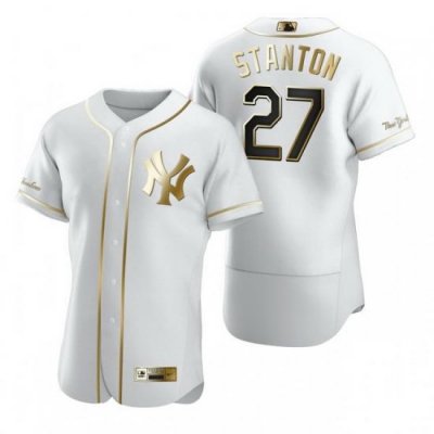 NeW York Yankees 27 Giancarlo Stanton White Nike Mens Authentic Golden Edition MLB Jersey